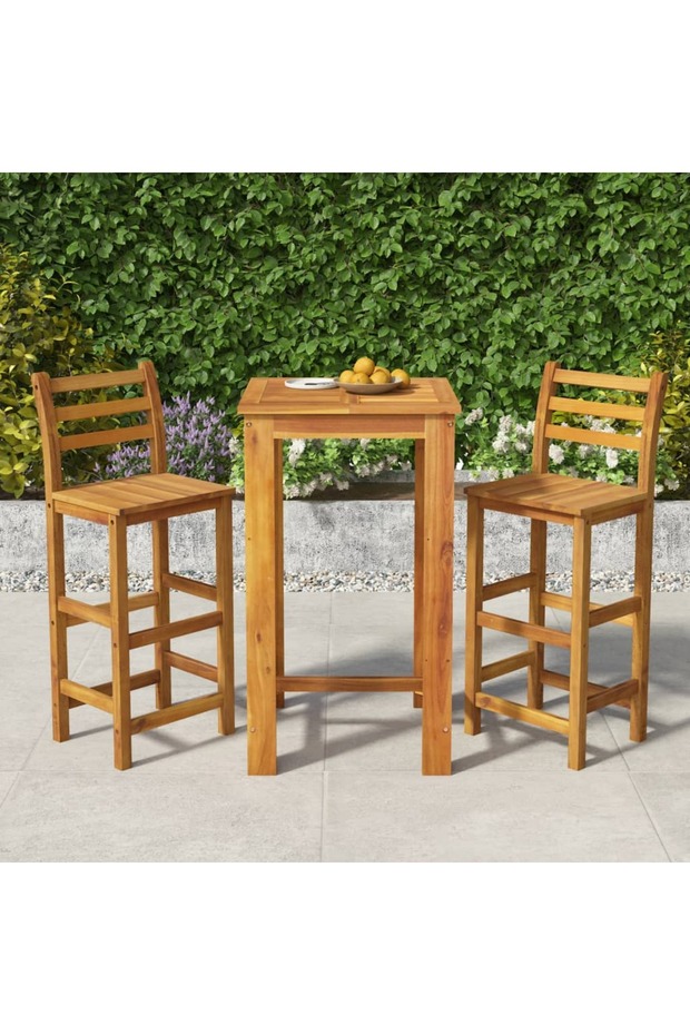 3 Piece Garden Bar Set Solid Wood Acacia