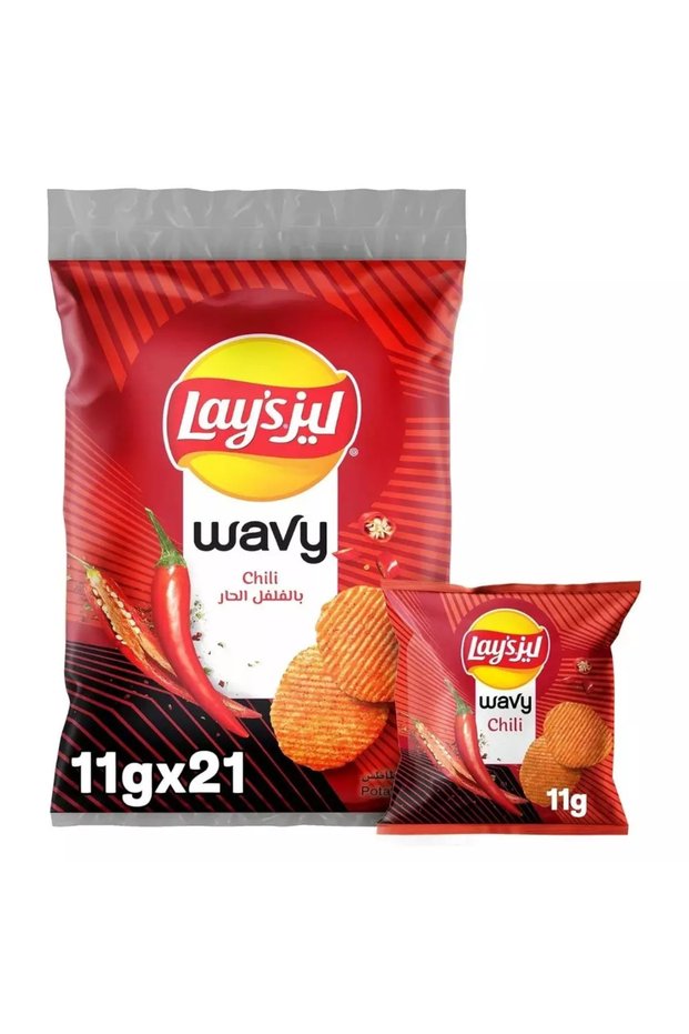Wavy Chili Flavored Potato Chips- 21X11gms