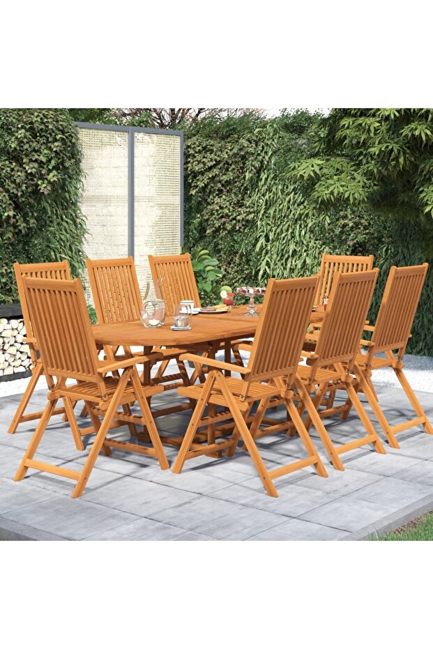 9 Piece Garden Dining Set Solid Wood Acacia 160-240 cm