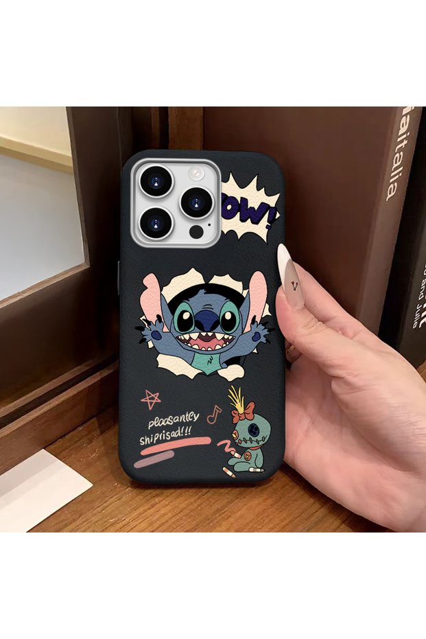 iPhone 14 Pro Max Compatible Black Leather Textured Silicone Protects Camera Shock-Absorbing Case Stitch