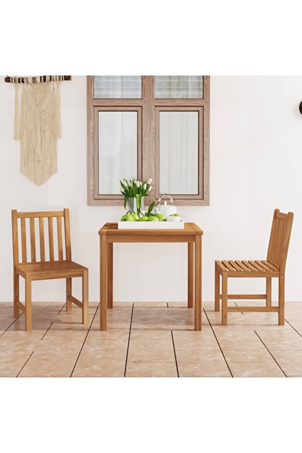 3 Piece Garden Dining Set 80x80 cm Solid Teak Wood