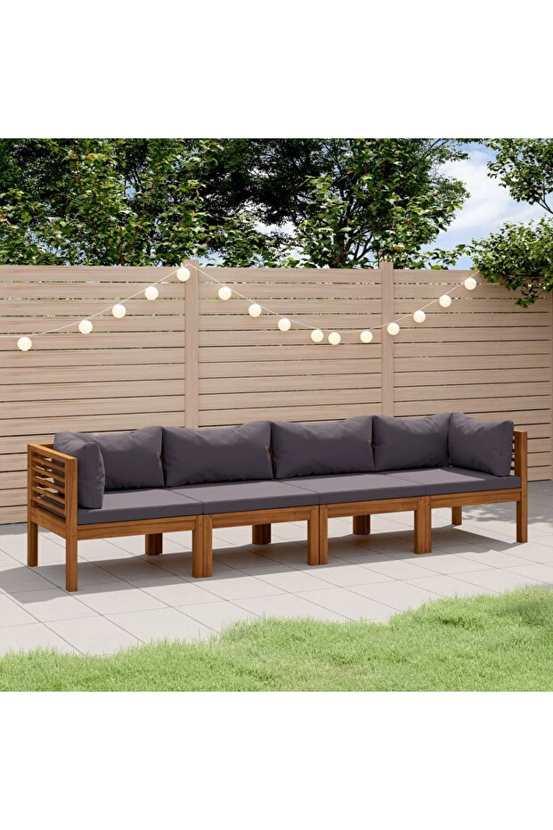 4-Seater Garden Sofa with Cushion Solid Acacia Wood