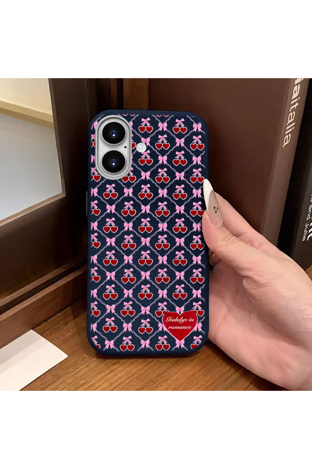 iPhone 16 Compatible Blue Leather Textured Silicone Protects Camera Shock-Absorbing Case Elegant Style