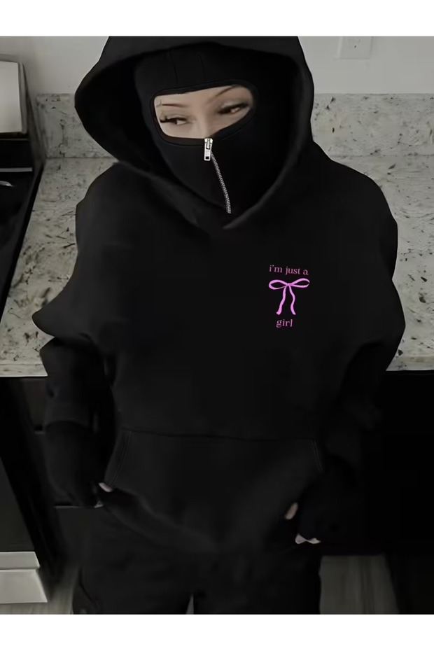 Unisex Snow Masked Ninja Sweatshirt Hoodie 3-Ply Thick Zippered
