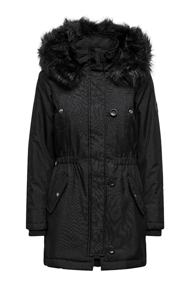 Kadın Kapüşonlu Kürklü Kışlık Parka - Iris - 2