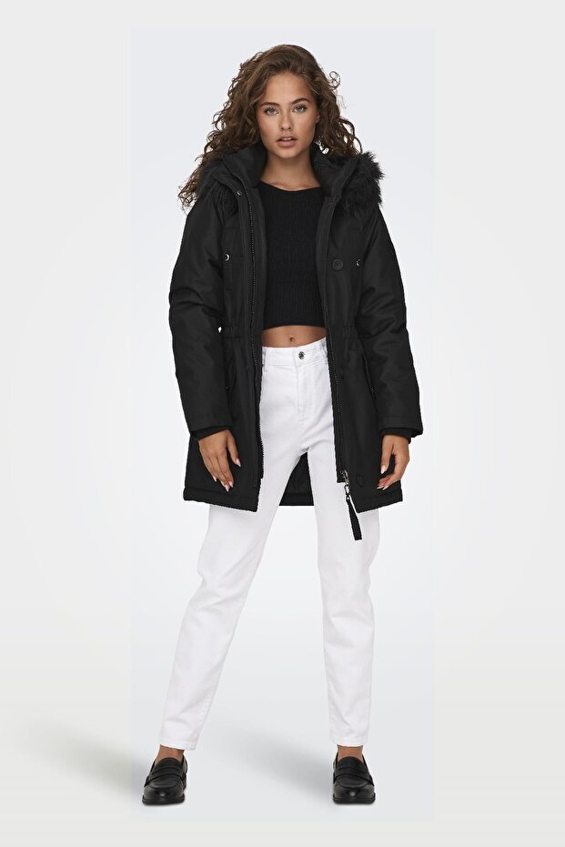 Kadın Kapüşonlu Kürklü Kışlık Parka - Iris - 5