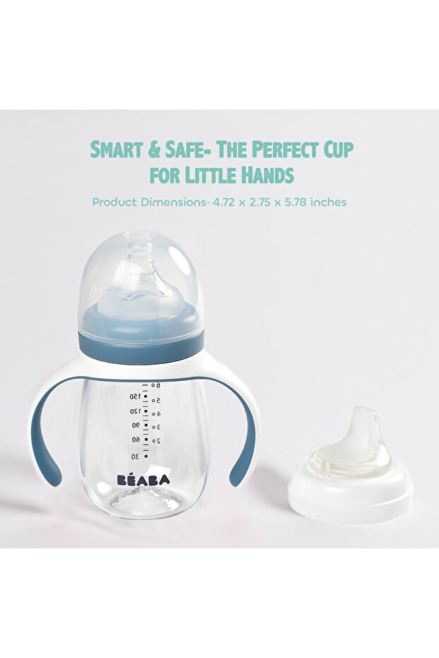 زجاجة تعليمية 2 في 1، زرقاء - 3