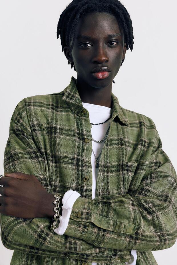 Uzun kollu kareli gömlek - 6