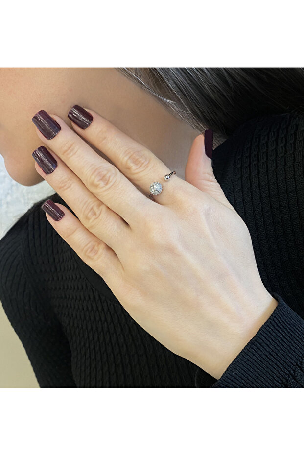 خاتم مرصع بالحجارة على شكل كرة مزدوجة - 4