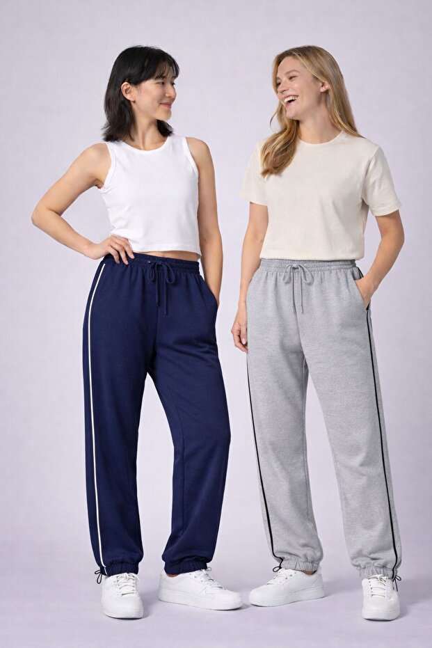 حزمة من قطعتين من بدلة رياضية Harajuku Zip Detail قصة فضفاضة