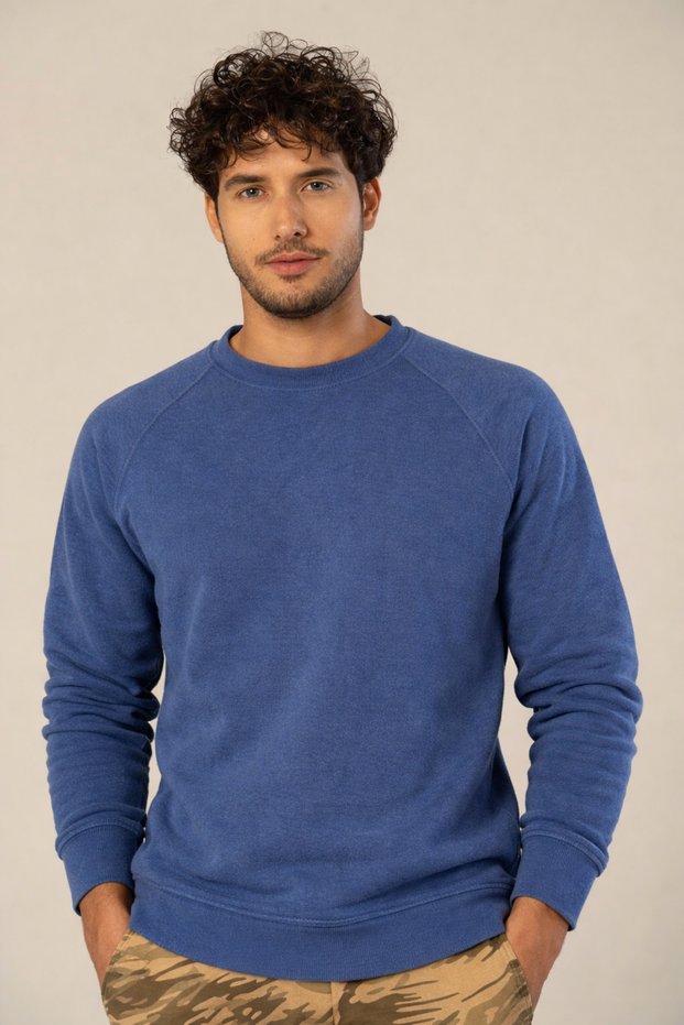 Navy Blue New Fashion Terry Fabric Men's Slim Sweatshirt 240