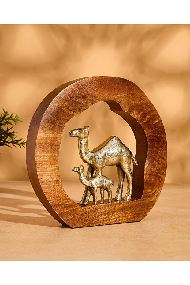 Gold Camel In Wooden Ring