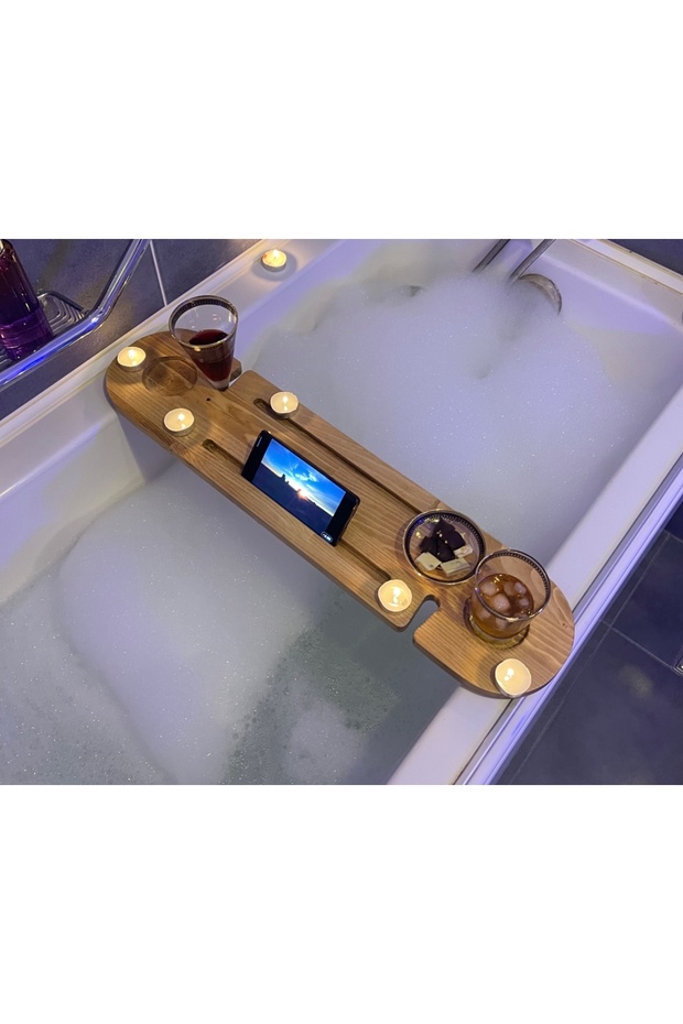 Solid Wood Bathtub Tray 71 cm – Over-The-Bathtub Bath Enjoyment Organizer & Stand