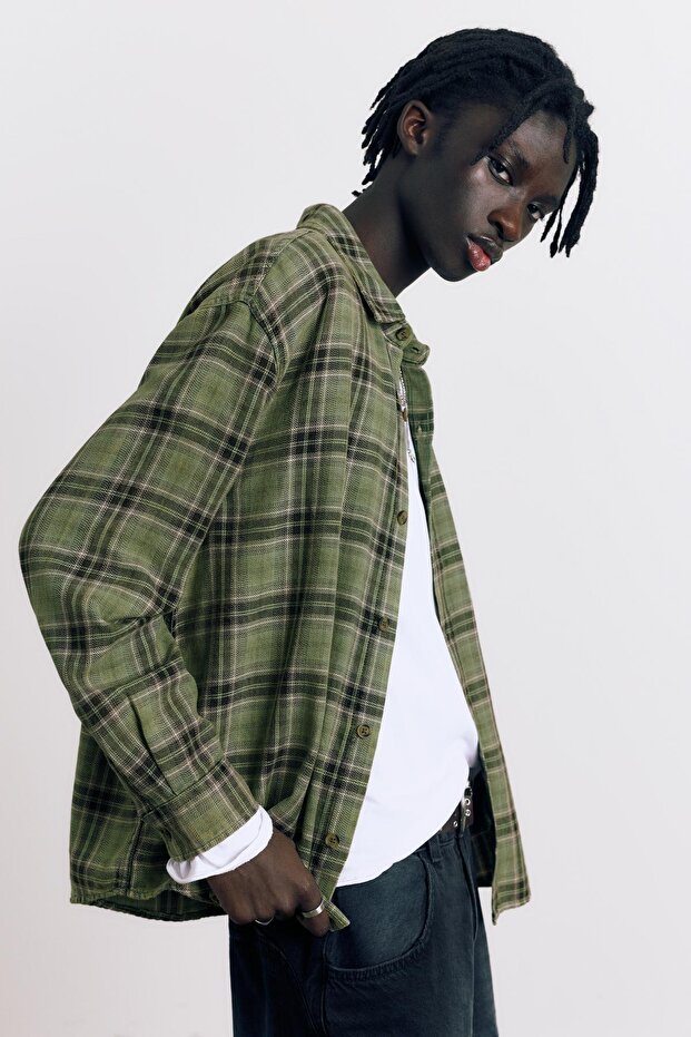 Uzun kollu kareli gömlek - 4