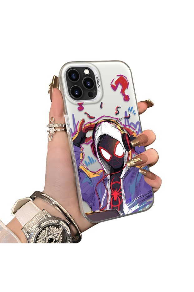حافظة مزدوجة متوافقة مع هاتف iPhone 15 Pro Max من سبايدر مان، حماية للحواف من السيليكون الخلفي من الأكريليك