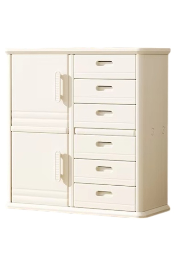 Baby Storage Rack Nursery Organizer Cabinet with Drawers and Shelves - Beige