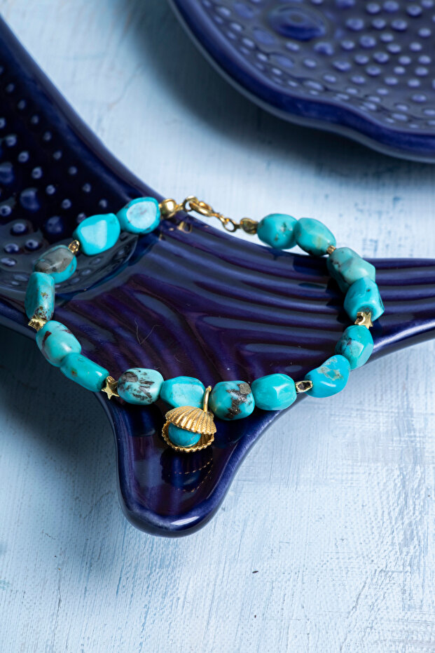 Certified Star and Shell Turquoise Natural Stone Bracelet
