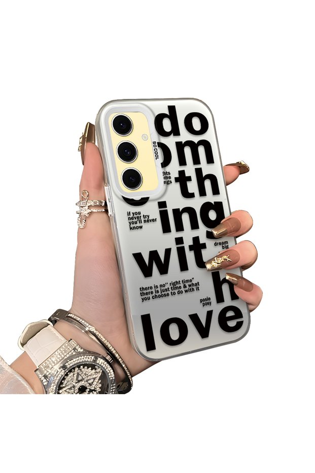 Samsung Galaxy S24 Fe Compatible Hard Acrylic Back Silicone Edge Lens Protection Stylish Print Case