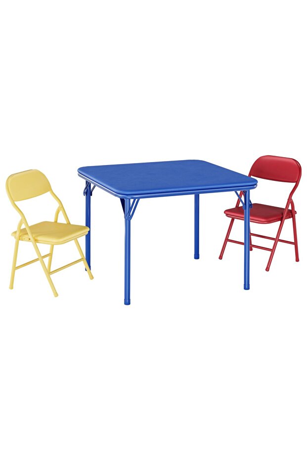 3-Piece Folding Kids Table and Chairs Set Activity Table, for Home, Crafts, Snack Time, Homework