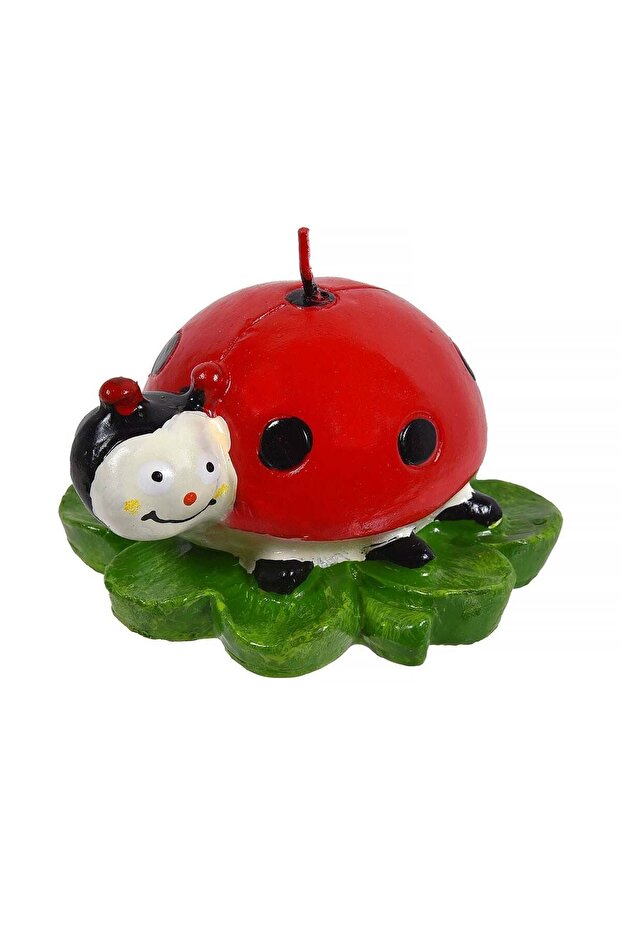Decorative Easter Candle 3D Ladybug with Leaf 8cm - 1