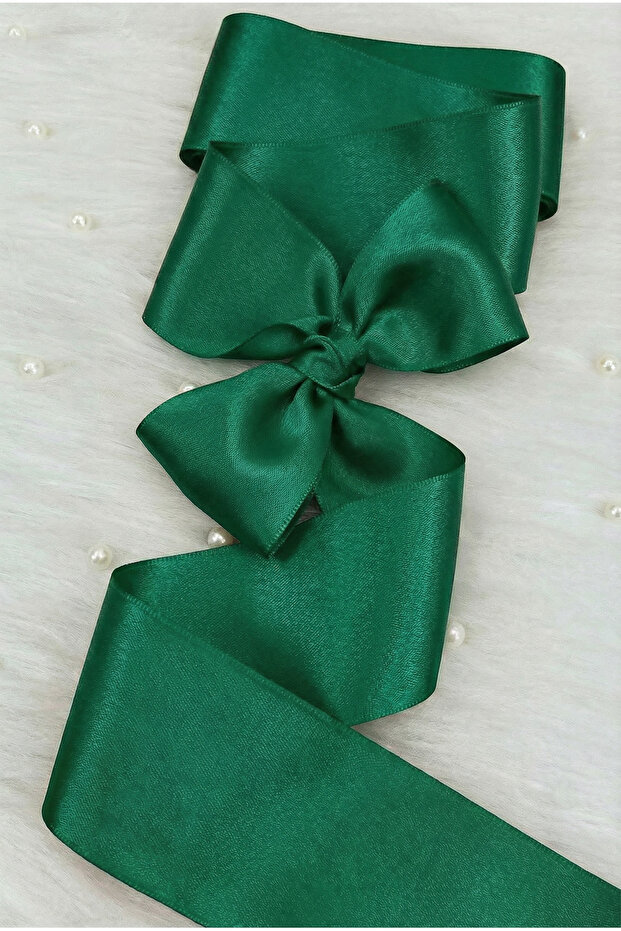 6 cm Emerald Green Double Sided Satin Ribbon 10 Meters, Bundle Dowry Engagement Special Day Gift Decoration
