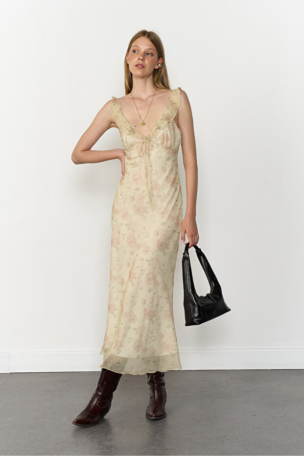 Desenli Uzun Elbise - 2