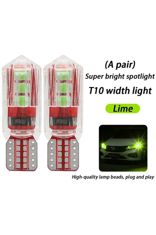 مصباح LED صغير T10 معدل، عدسة إضاءة أمامية للسيارة، لون ليموني - زوج واحد، إضاءة خارجية فائقة السطوع