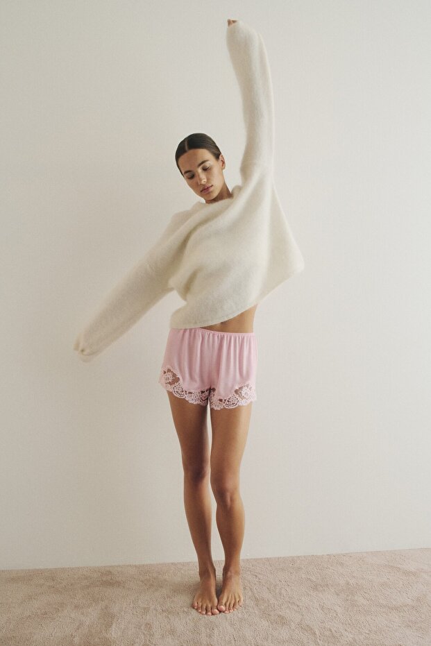 Dantel Şeritli Pijama Şortu - 2