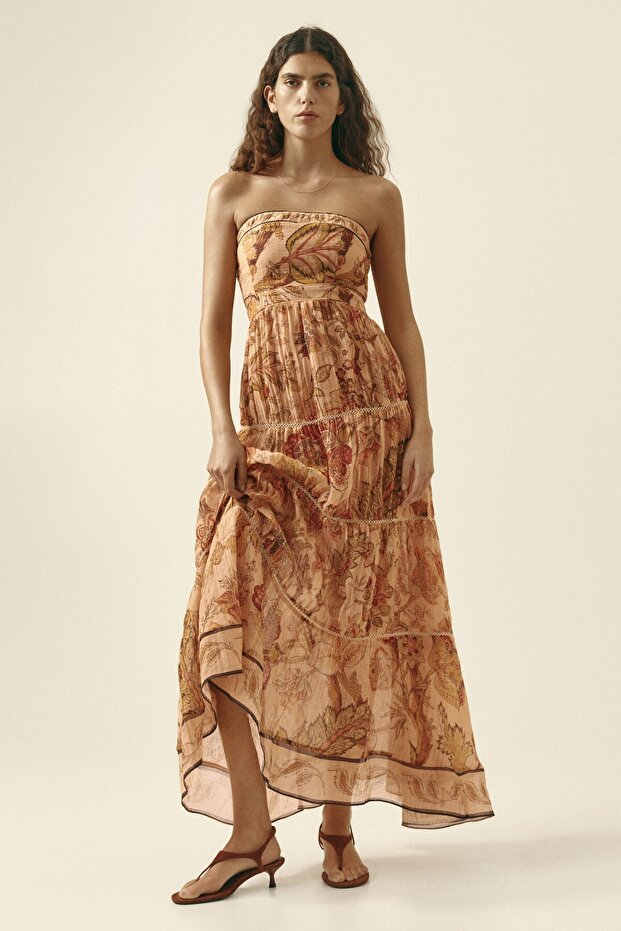 Katlı Bandeau Elbise - 2