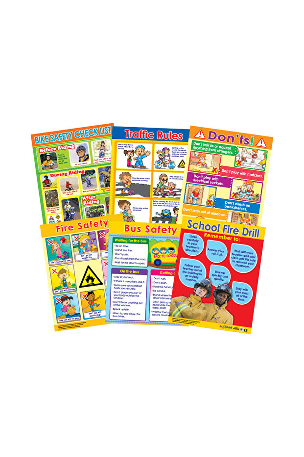 Safety Essentials (6 Wall Charts) - Educational Wall Chart Pack in English