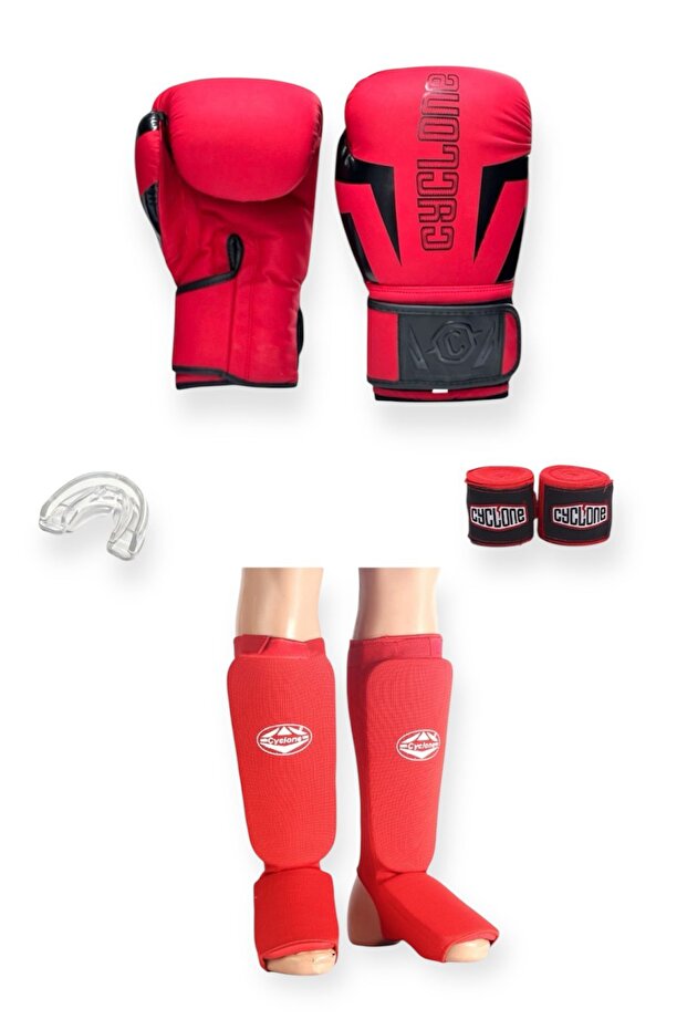 Professional 12 oz Boxing Gloves & Shin Guard & Mouth Guard & Bandage