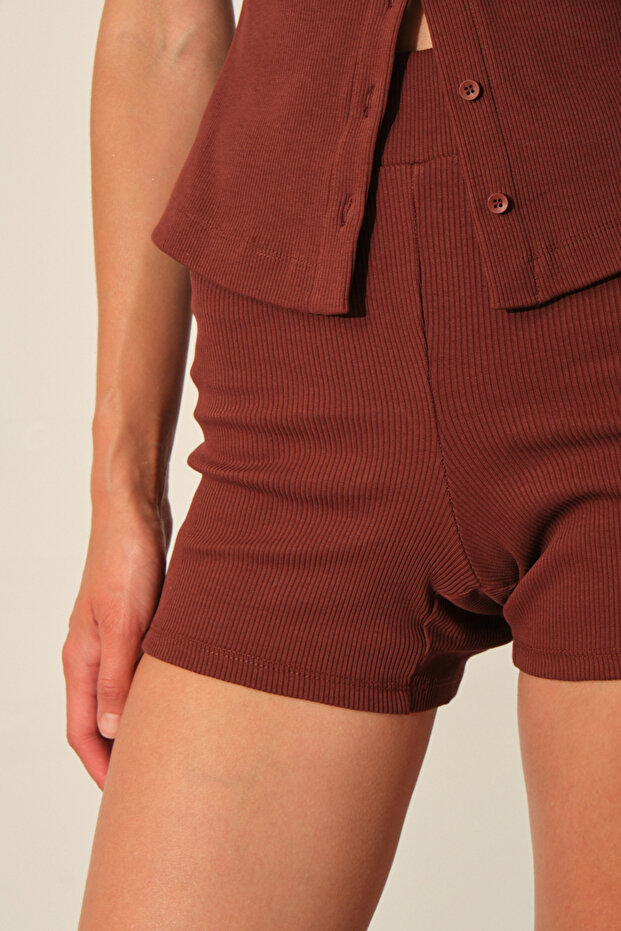 Fitilli Örme Şort - 3