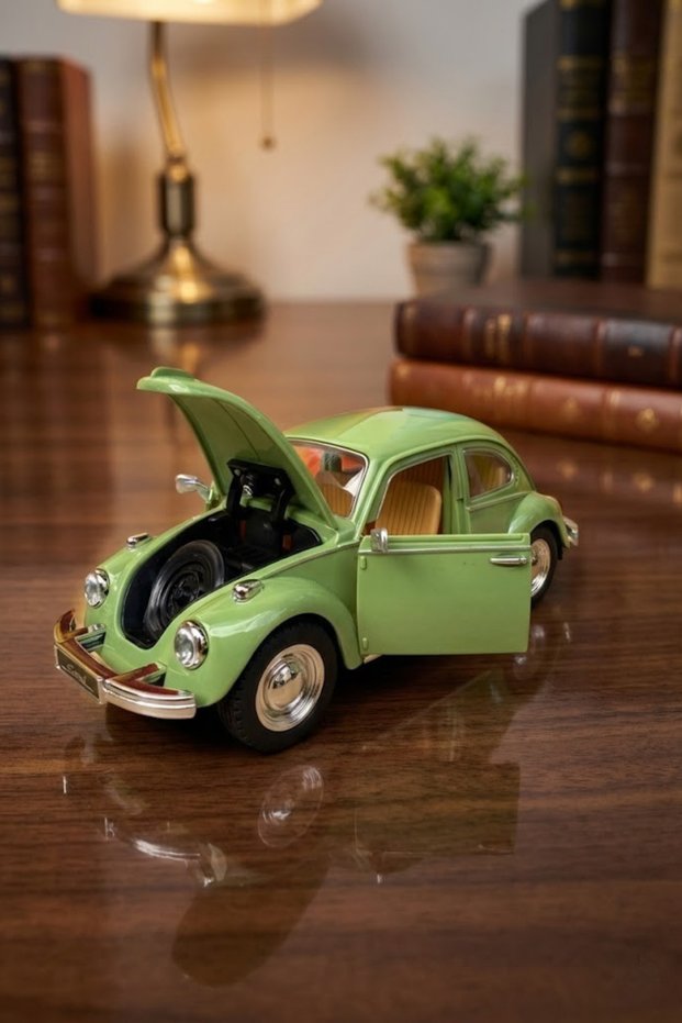 Nostalgic Vosvos Toy Car - 17cm Large Size - with Sound, Light, and Friction - Green Model Car