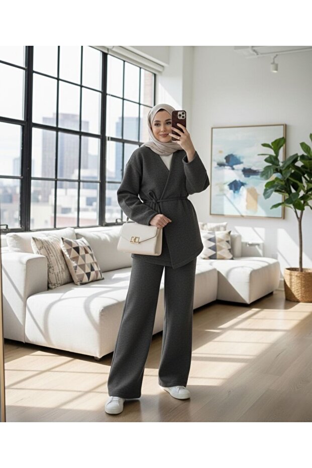 Daily Hijab Tie-Waist Top and Bottom Set