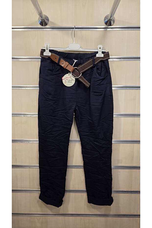 بنطلون بنمط مستقيم مع حزام - 1