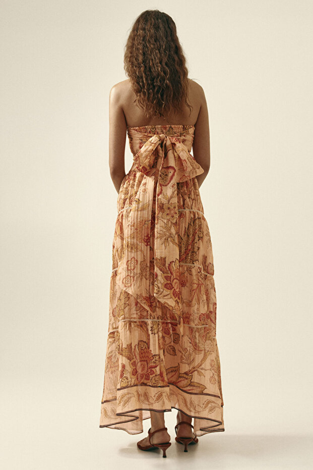 Katlı Bandeau Elbise - 4