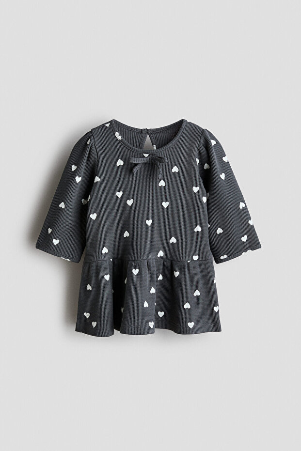 Pamuklu ve Baskılı Elbise - 1