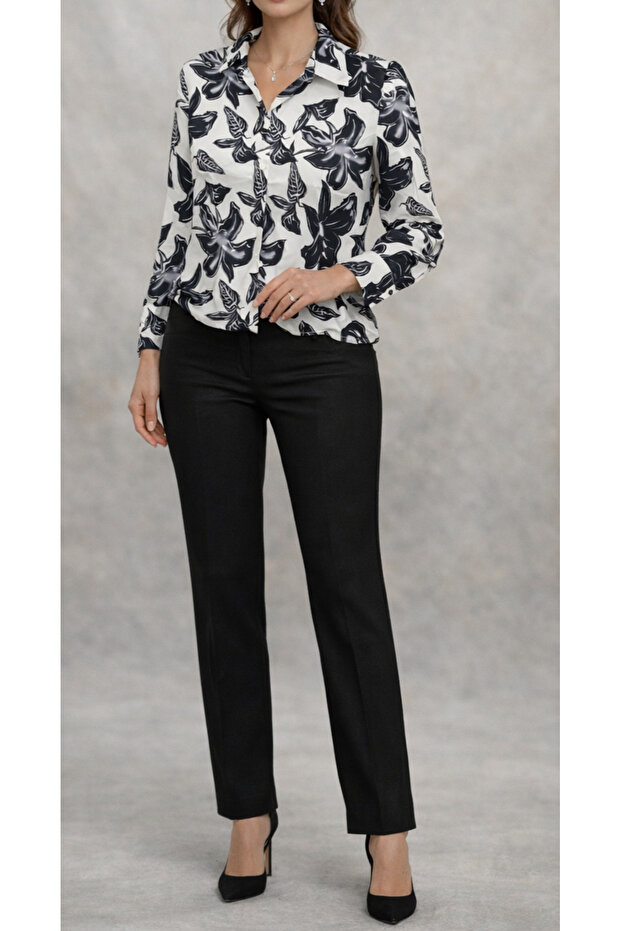    قميص الساتان منقوشة - 2