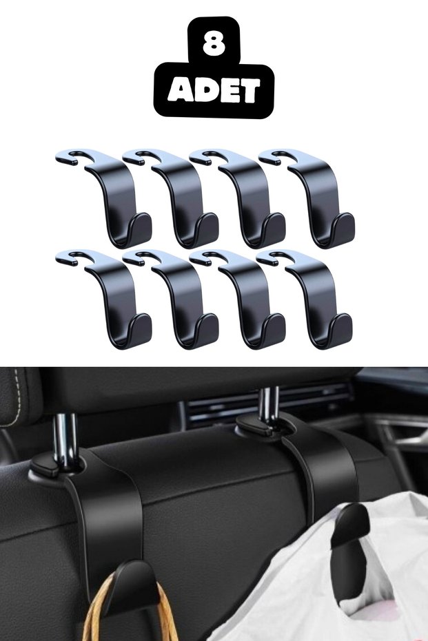 8 Pieces of Car Interior Seat Back Hanger Car Bag Pouch Holder Hook Apparatus