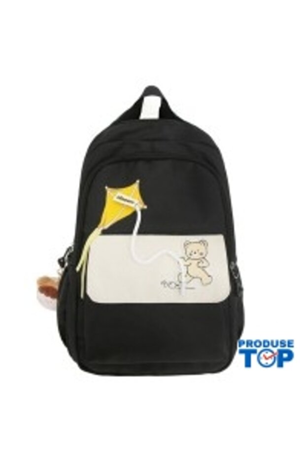 Black Backpack with Multiple Pockets - 3