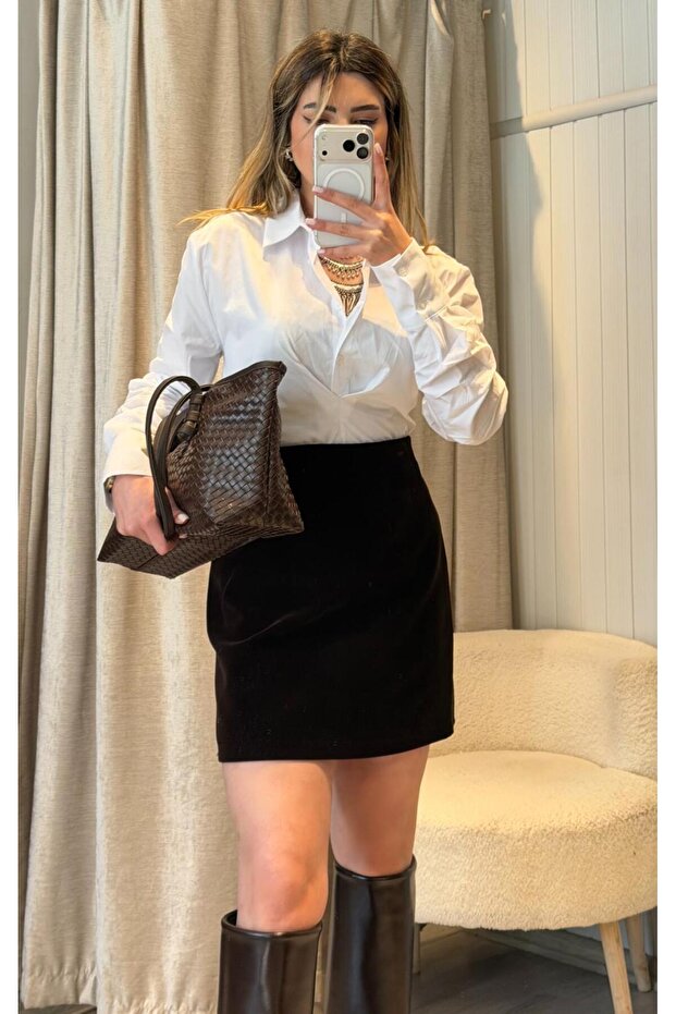 KADİFE MİNİ ETEK - 1