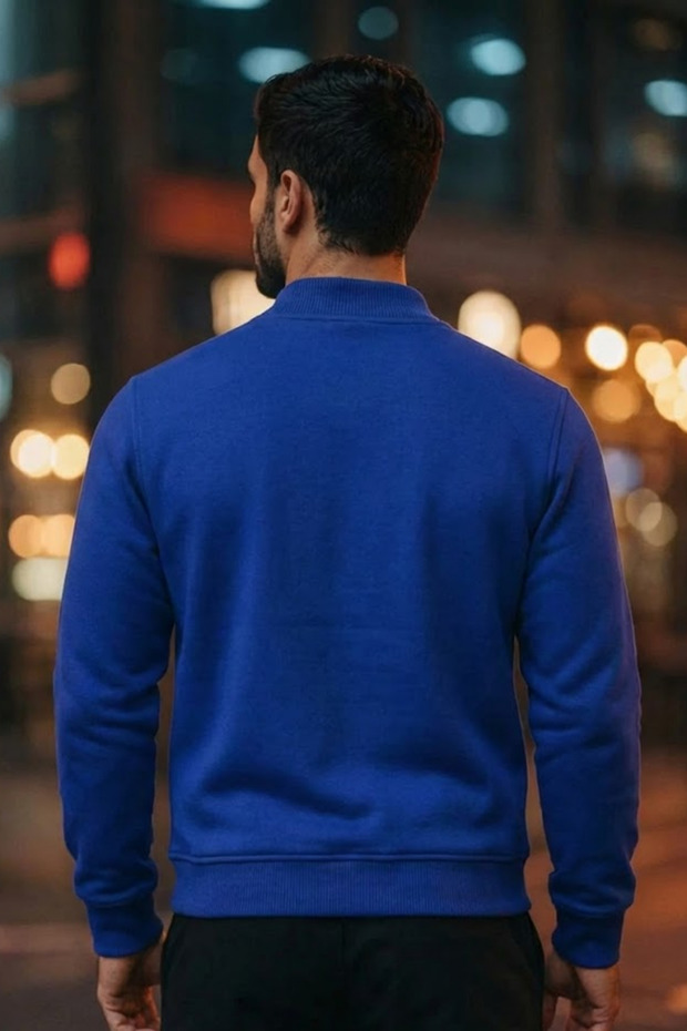 سترة رجالية أساسية باللون الأزرق مع سحاب أمامي - 5