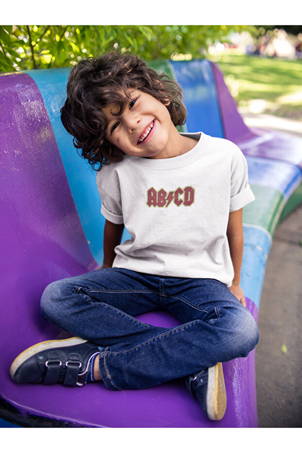 Abcd Printed Cotton Crewneck Children's T-Shirt