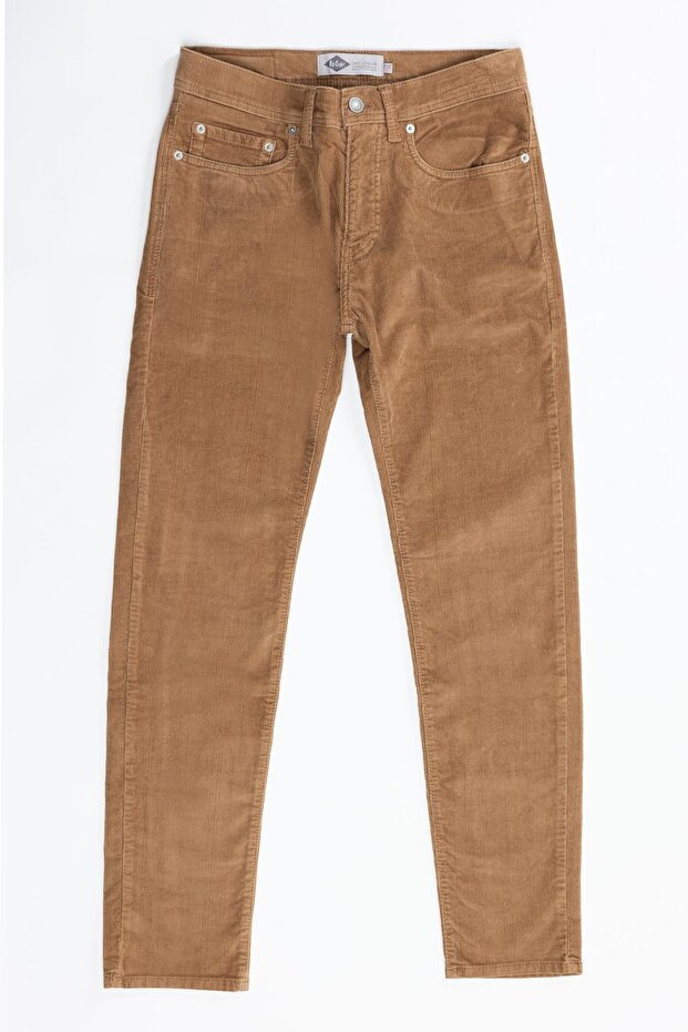 Pierce regular waist slim fit straight leg coffee men's trousers