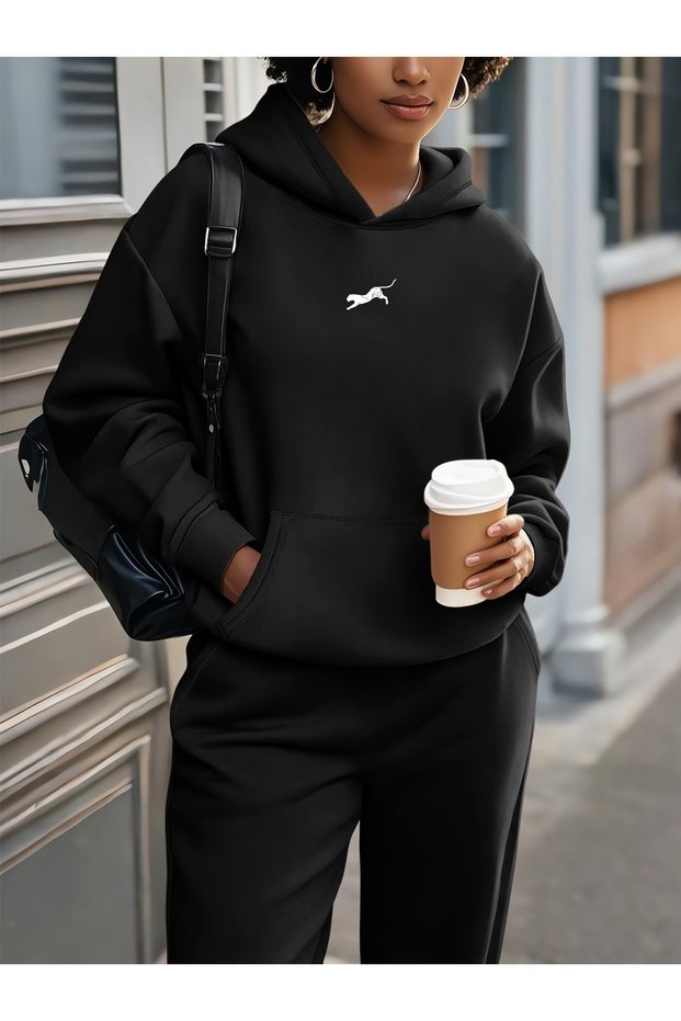 Comfortable Fleece Two-Piece Set for Women - Casual Hoodie & Pants