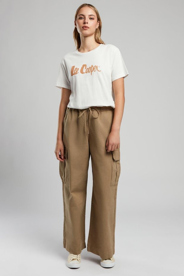 Patricia High Waist Straight Cut Straight Leg 100% Cotton Camel Women's Trousers