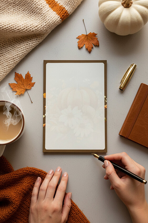 A5 Pumpkin Patterned Notepad – 110 Gr Thick Paper Notepad 50 Sheets Notepad - 1
