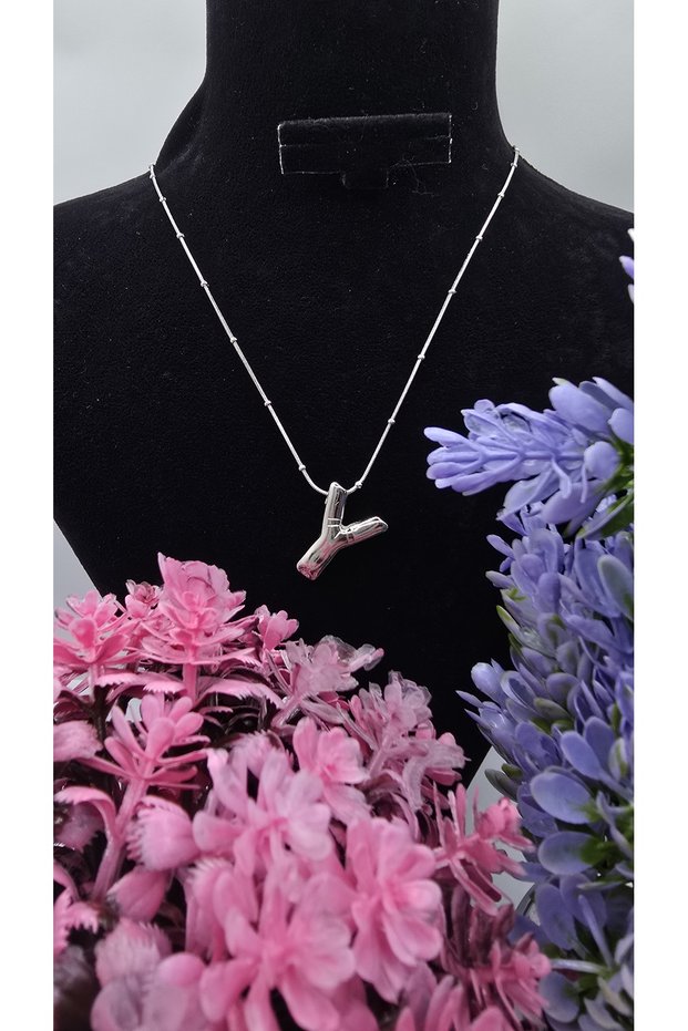Y Letter Balloon Steel Necklace - Gold & Silver Color Options 45cm Stainless & Tarnish Resistant