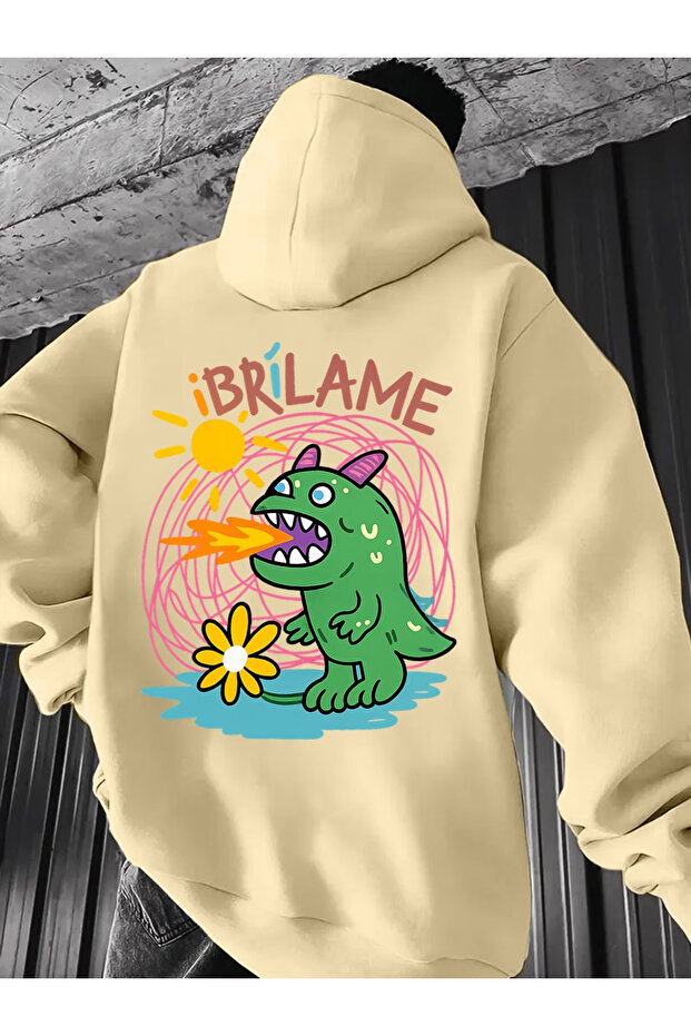 Comfortable Fit Hooded Oversize Unisex Printed Sweatshirt
