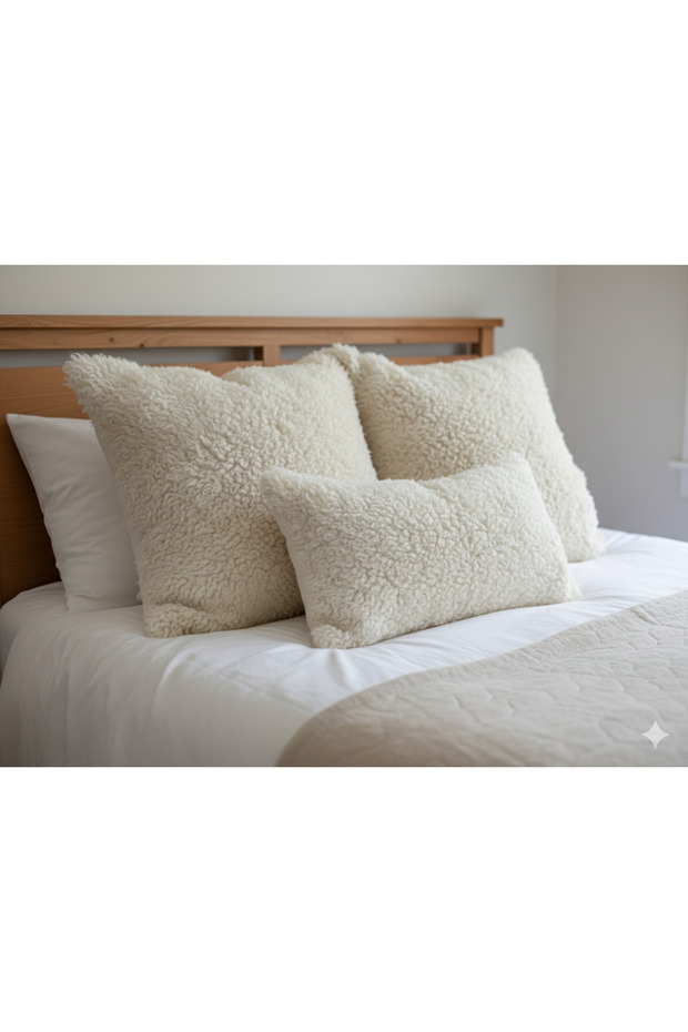Ultra Soft Natural Fur Throw Pillow, Natural Lamb Fur Cushion